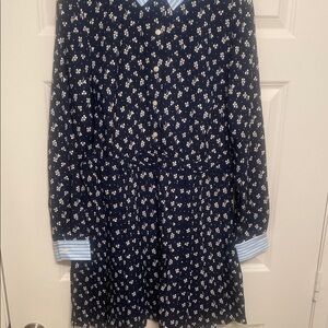 Navy Floral Long Sleeve Dress